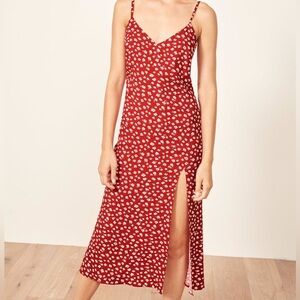 REFORMATION CRIMINI DRESS RED FLORAL PRINT